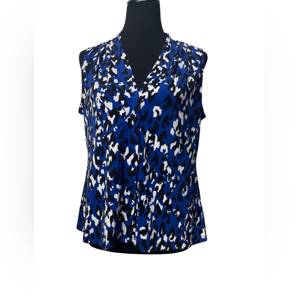 Calvin Klein Blue and Black Patterned Blouse